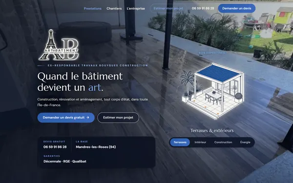 Le premier écran de art-batiment-94.fr sur ordinateur