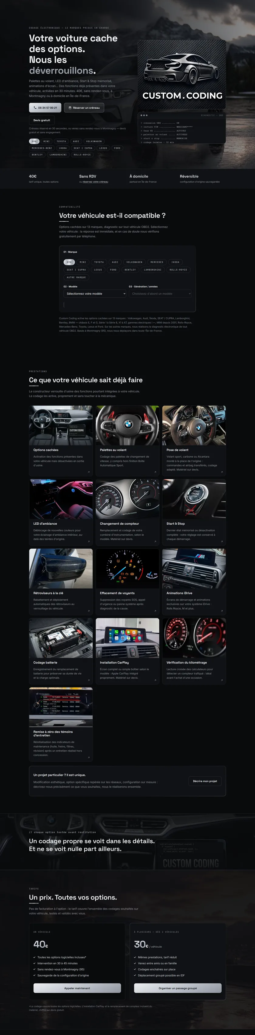 Le site customcoding.fr, vu sur ordinateur