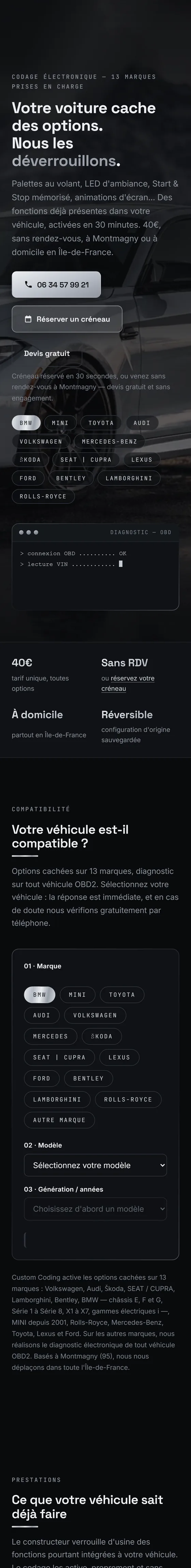 Le même site vu sur téléphone