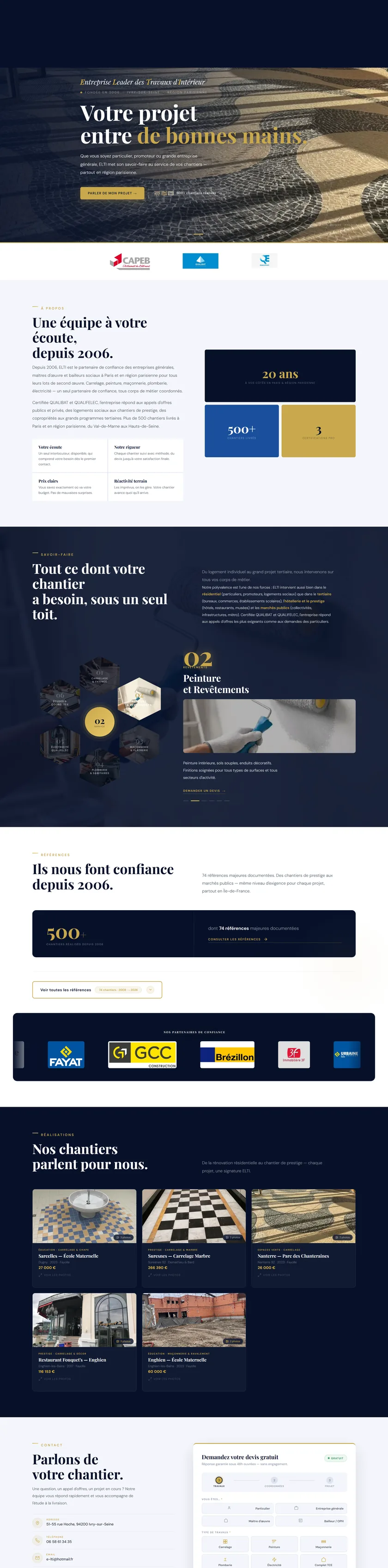 Le site sarlelti.fr, vu sur ordinateur