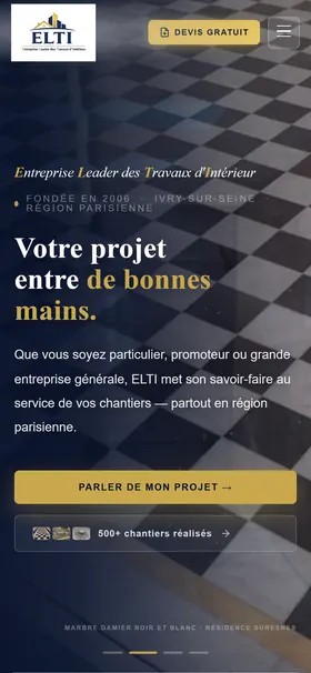 Le premier écran de sarlelti.fr sur téléphone