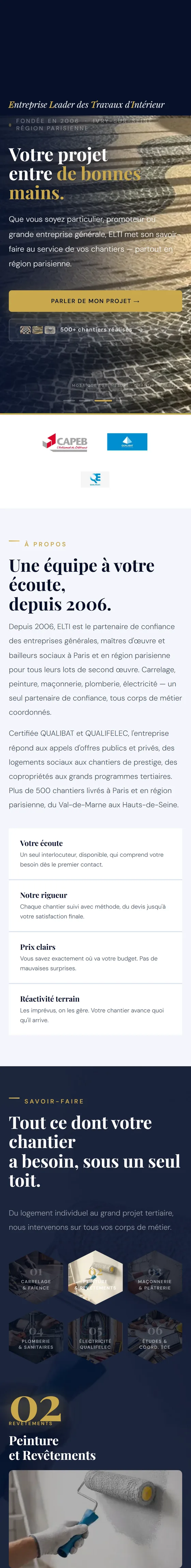 Le même site vu sur téléphone