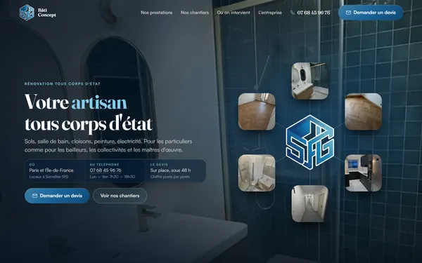 Le premier écran de sfgbaticoncept.fr sur ordinateur